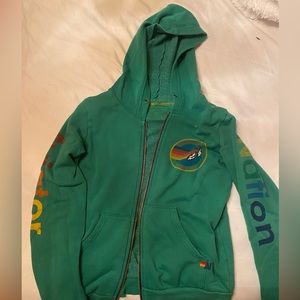 Kelly green aviator nation kids zip up sweater, beautiful colour.